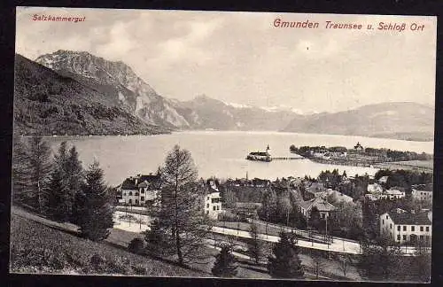 57208 AK Gmunden Traunsee u. Schloß Ort Salzkammergut 1914