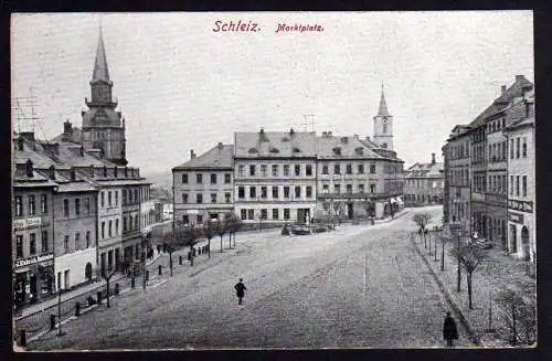 57551 AK Schleiz Markt Geschäfte um 1920