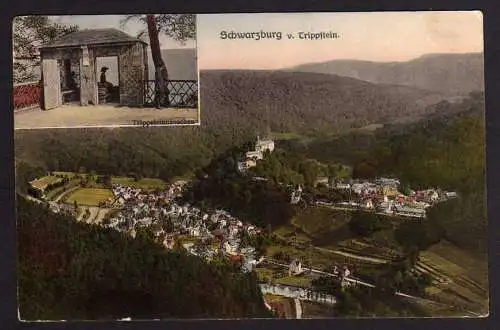 57538 AK Schwarzburg v. Trippstein Bahnpost Katzhütte - Rudolstadt 1917