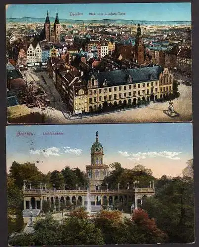 57583 2 AK Breslau Liebichshöhe 1917 Markt