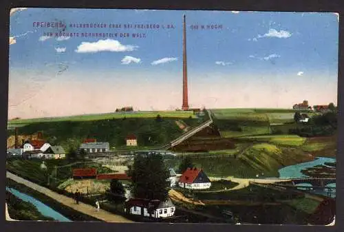 57805 AK Freiberg 1914 Halsbrücker Esse Schornstein