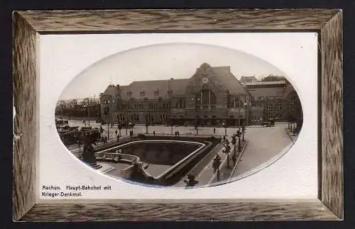 57687 AK Aachen Hapt Bahnhof mit Krieger Denkmal 1911
