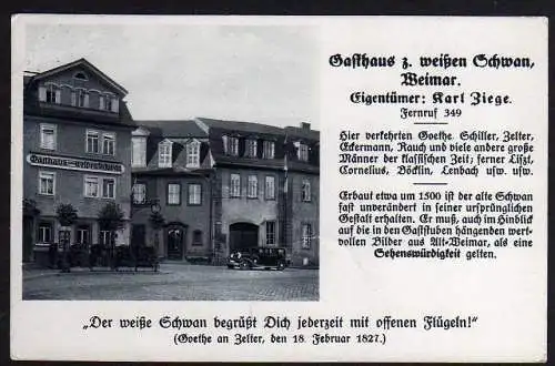 57382 AK Weimar Gasthaus zum weißen Schwan 1938