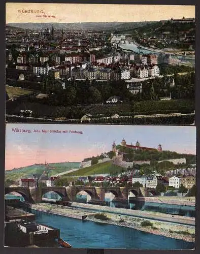 57931 2 AK Würzburg v. Steinberg Alte Mainbrücke 1912