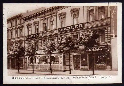 58082 AK Brandenburg Hotel Zum Schwarzen Adler 1921