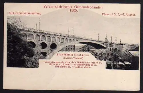 58306 AK Plauen Syratal Viadukt 1905 Verein Gemeinde