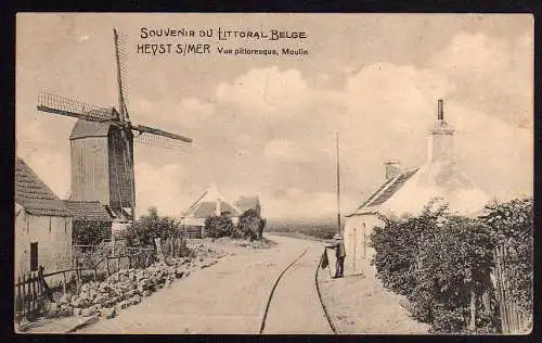58316 AK Belgium Heist Heyst sur Mer 1917 Windmühle Mole Marine Feldpost