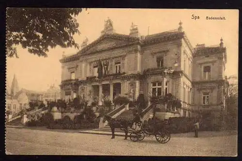 57954 AK Spa Belgien Badeanstalt Pferde Kutsche 1917