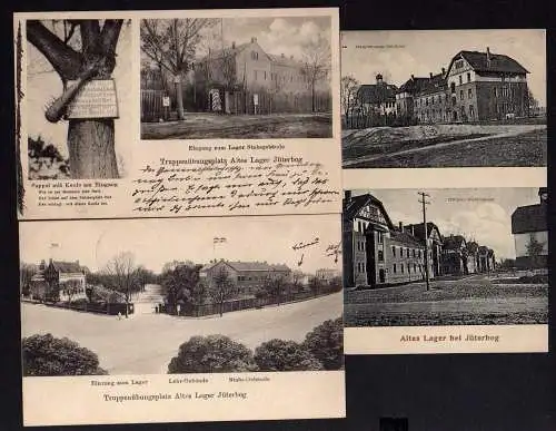 58090 3 AK Altes Lager Jüterbog Stabsgebäude Offizier Wohnhäuser Pappel mit Baum