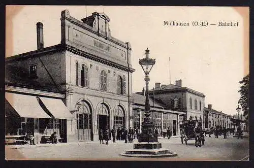 58150 AK Mühlhausen O.-E. Bahnhof Vollbild um 1915