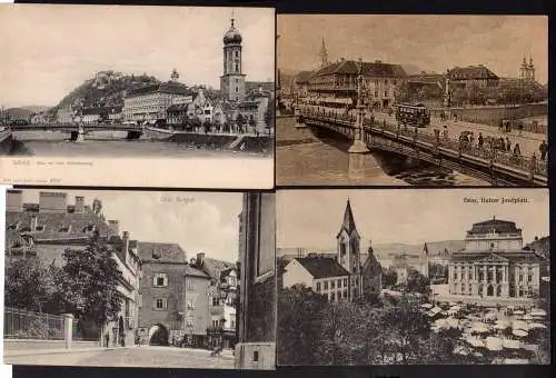 58699 7 AK Graz Kaiser Josefplatz Burgtor Brunnen Opernhaus um 1930