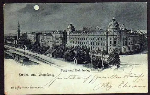 58522 AK Constanz Post u. Bahnhofsgebäude 1898 Konstanz