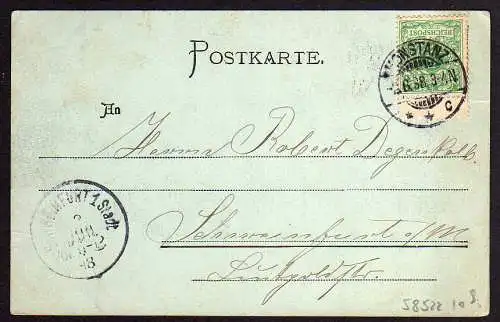 58522 AK Constanz Post u. Bahnhofsgebäude 1898 Konstanz