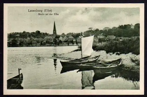 58564 AK Lauenburg Elbe Motiv a.d. Elbe Boot Kahn um 1925