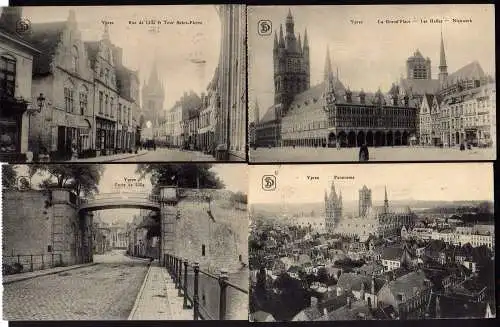 58390 4 AK Ypern Ieper Ypres Rue de Lille et Tour Saint Feldpost Brüssel 1915