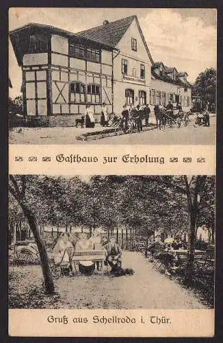 58411 AK Schellroda Thür. Gasthaus zur Erholung Bechstedt-Wagd 1919