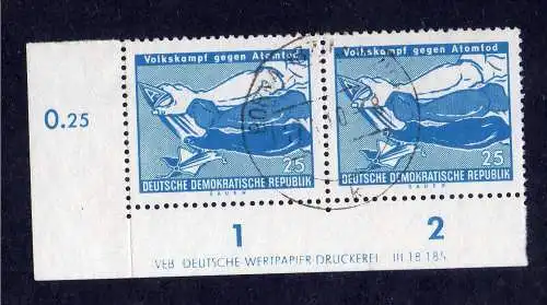 591 DDR 1958 656 DV Druckvermerk gestempelt Volkskampf gegen den Atomtod