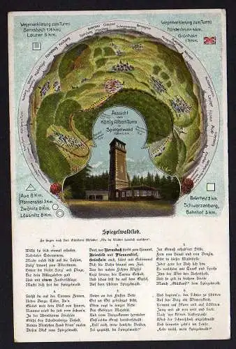 58598 AK Spiegelwaldlied König Albert Turm Ant. Günther
