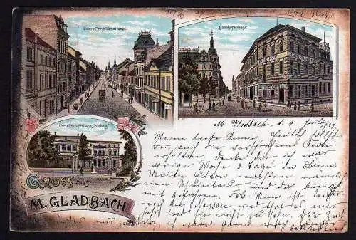 58525 AK Mönchengladbach Litho Bahnhofstraße Hotel Elberfelder Hof M. Gladbach
