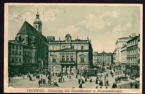 60187 AK Troppau Oberring Stadttheater Probsteikirche 1924