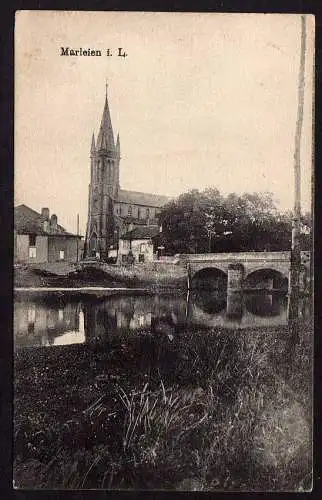 60259 AK Marleien Marly (Moselle) 1917 Feldpost Kirche Brücke