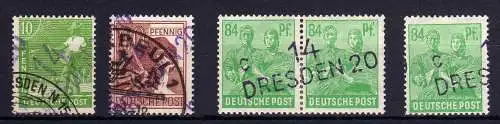 61411 SBZ Handstempel Bezirk 14 Dresden 20c 2x84 Paar Aufdruck über 2 Marken *