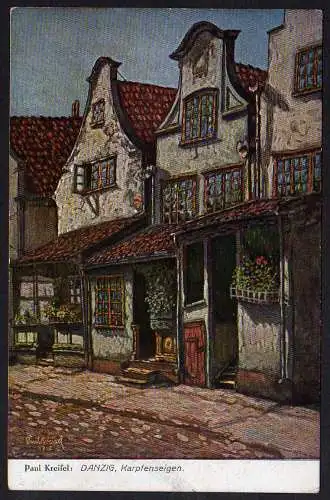 61163 AK Danzig Karpfensteigen 1922 Künstlerkarte Paul Kreisel