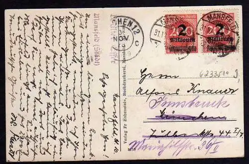 62335 AK Mansfeld 31.10. 1923 Lutherhaus Infla