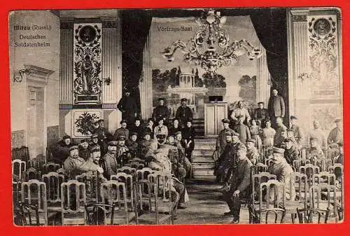 62870 AK Mitau Jelgava Lettland Dt. Soldatenheim Vortrags Saal 1916 Feldpost