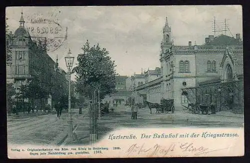 62665 AK Karlsruhe Bahnhof Kriegsstraße 1902