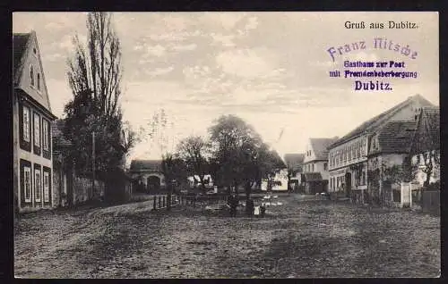 63136 AK Dubitz Gasthaus zur Postum 1910 Marktplatz Dorfplatz