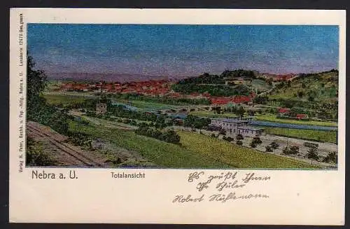 63306 AK Nebra Unstrut Bahnhof Lunakarte 1910