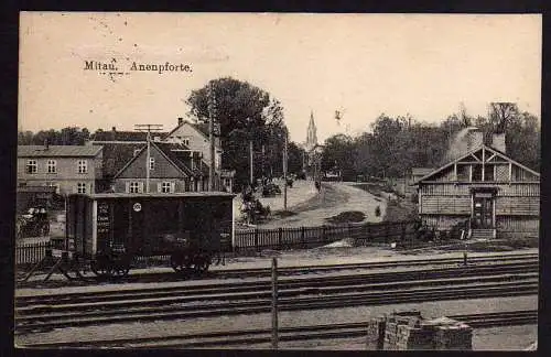 63309 AK Mitau Jelgava Lettland 1916 Feldpost Anenpfporte Bahnhof Waggon