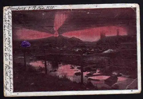 63697 AK Hamburg Neuengamme Bergedorf Erdgasbrand Feuer gelaufen 1910