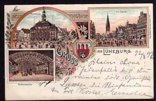 65366 AK Lüneburg Litho 1897 Am Sande Rathauskeller