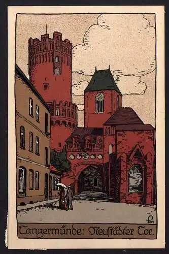 64983 AK Tangermünde Neustädter Tor 1914 Künstler Stein