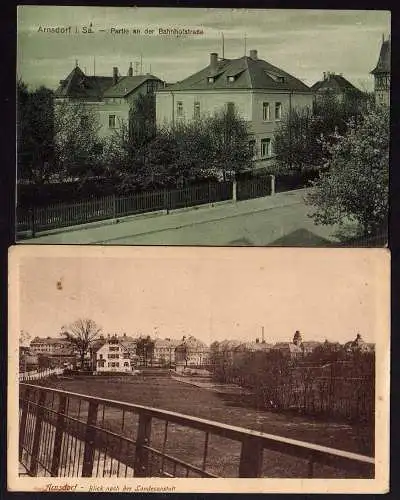 66532 2 AK Arnsdorf Sa. an der Bahnhofstraße 1905 1914