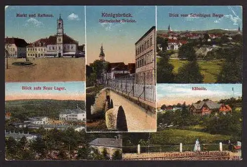 66705 AK Königsbrück Käbnitz Markt Rathaus Brücke
