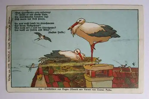 67535 AK Posen Tierbilder von Eugen Oßwald Storch Schwalbe 1911