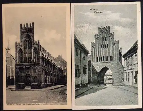 67164 2 AK Wismar Wassertor Alte Schule Museum