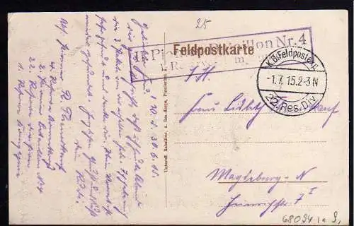 68094 AK Vezaponin Aisne Feldpost 1915, gelaufen Feldpost 1915