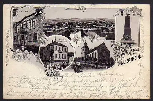 70067 AK Wallertheim Litho Gasthaus Goldner Adler 1900