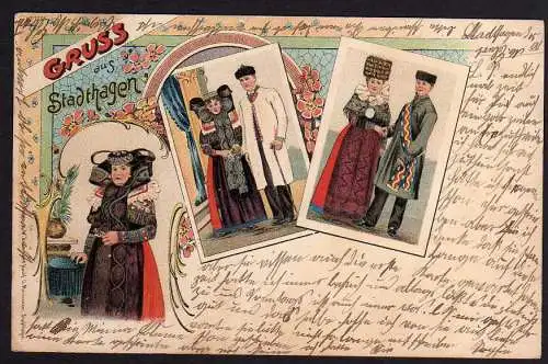 70620 AK Stadthagen Trachten Litho 1900