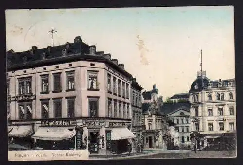 74237 AK Plauen 1914 Oberer Steinweg Garderobe Jagd- u. Sportanzüge Carl Stölzel