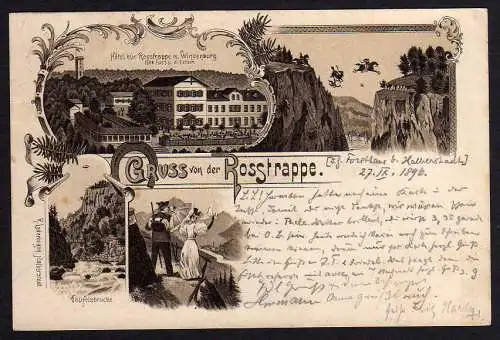 73547 AK Rosstrappe 1896 Hotel Winzerburg Litho Thale Treseburg Wienrode
