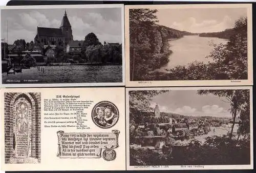 74924 8 AK Mölln in Lauenburg Rathaus Kirche Grabmal Till Eulenspiegel Stadtsee