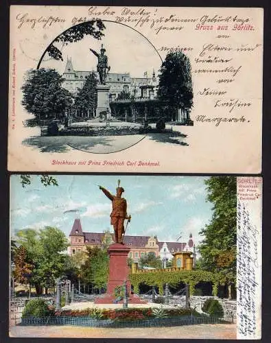 74978 2 AK Görlitz Blockhaus mit Prinz Friedrich Carl Denkmal 1900 1905