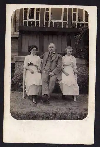 75846 AK Fotokarte Neugersdorf 1914 flotter 3er mit Martin und Hedwig im Garten