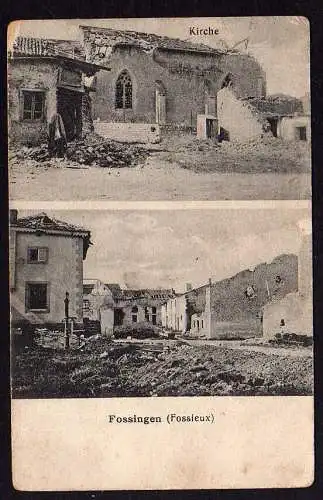 75622 AK Fossingen Fossieux Kirche zerstörte Häuser 1917