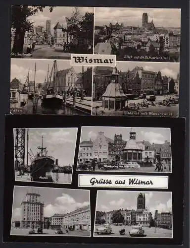 75282 6 AK Wismar Hafen Rathaus Altes Haus Stalinstraße HO Gaststätte Zierow
